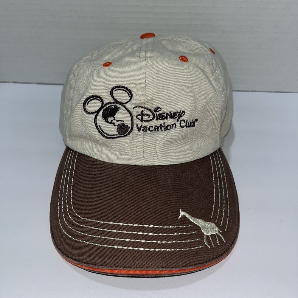 Disney Vacation Club Golf Hat Adult Brown Animal Kingdom Lodge Adjustable Cap **
